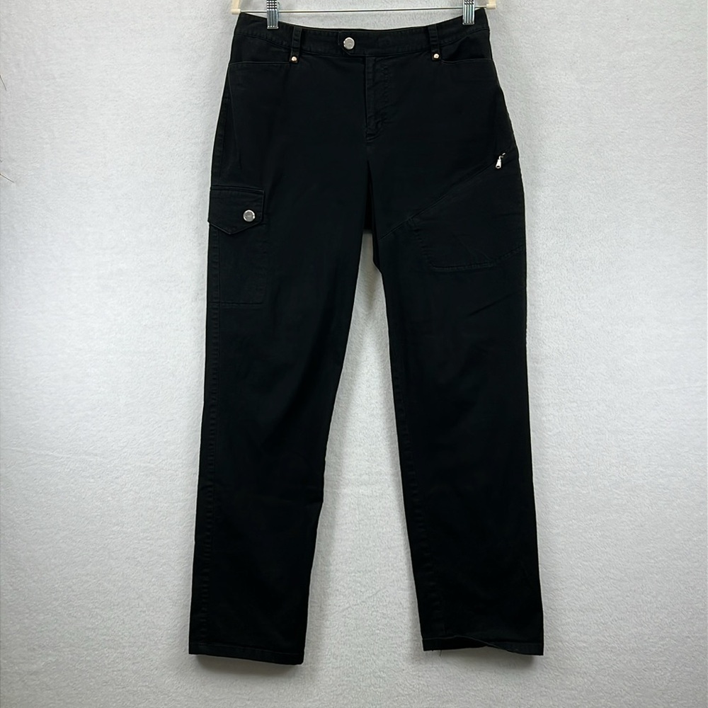 L-RL Lauren Active Women’s Cargo Pants Size 8 Black 98% Cotton 2% Elastane EUC